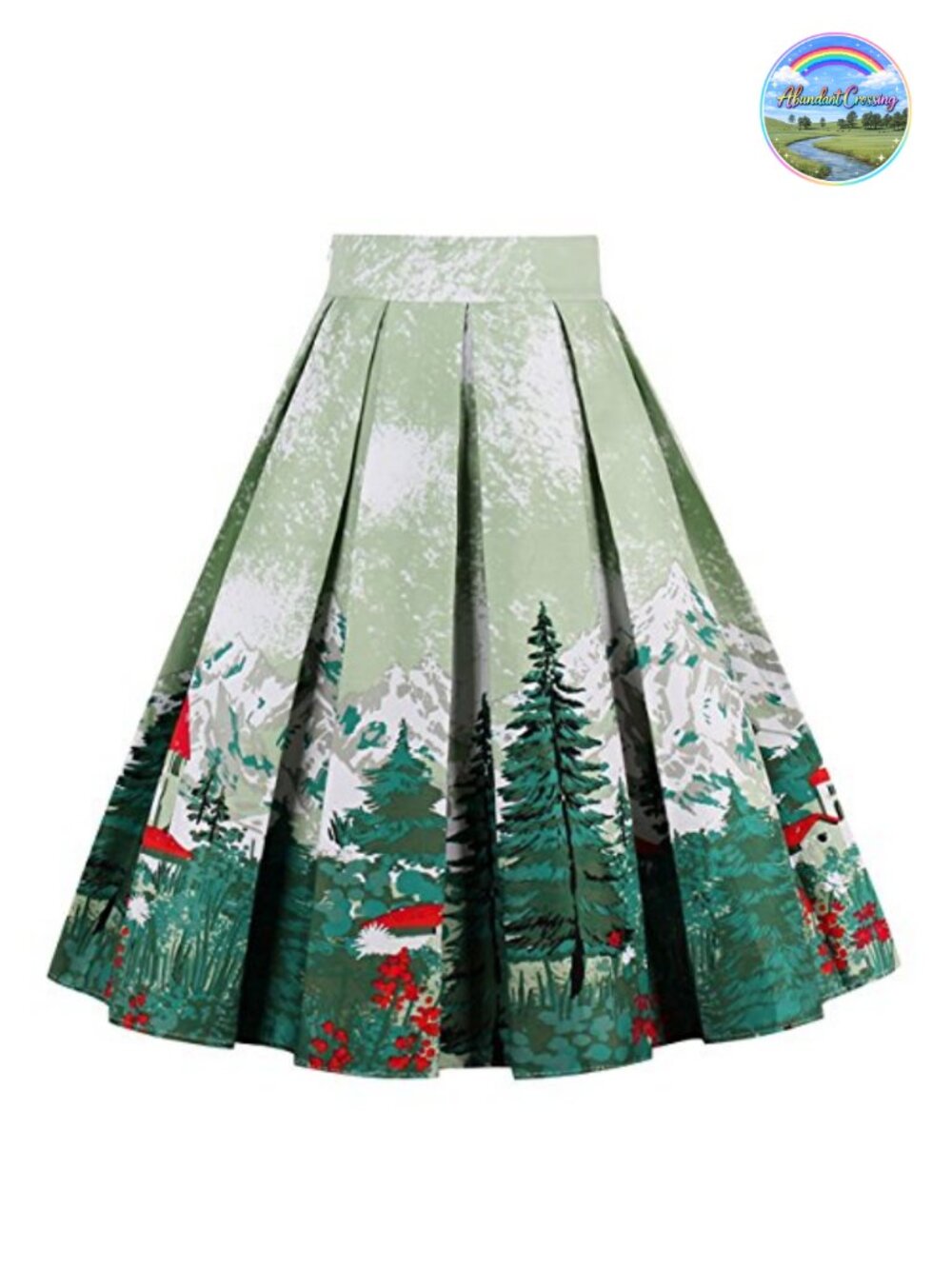 Women's Pleated Vintage A-Line Midi Skirt High Waist Flowy Swing